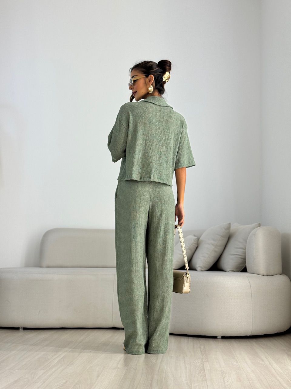 CONJUNTO NATÁLIA TEXTURIZADO VERDE