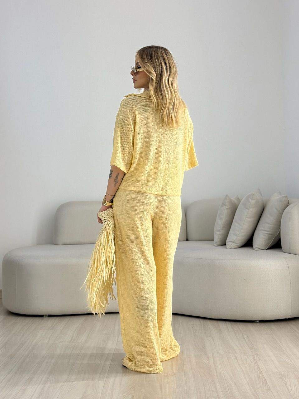 CONJUNTO NATÁLIA TEXTURIZADO YELLOW BUTTER