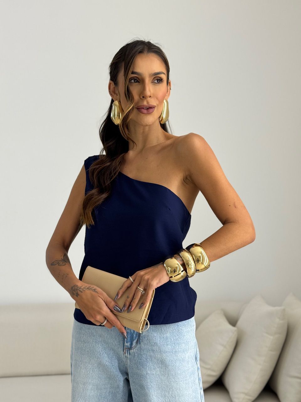 BLUSA NATY NULA MANGA MARINHO