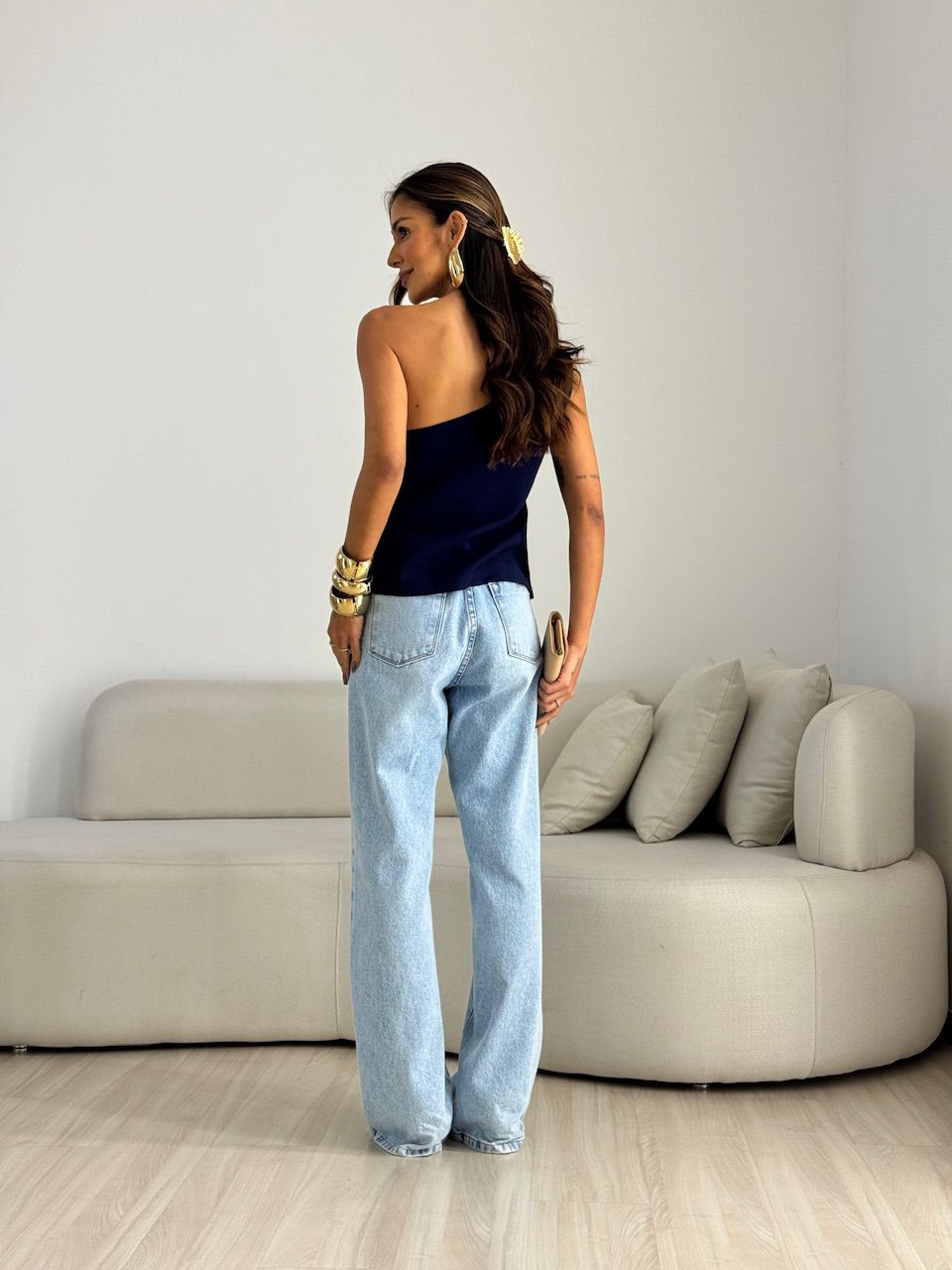 BLUSA NATY NULA MANGA MARINHO