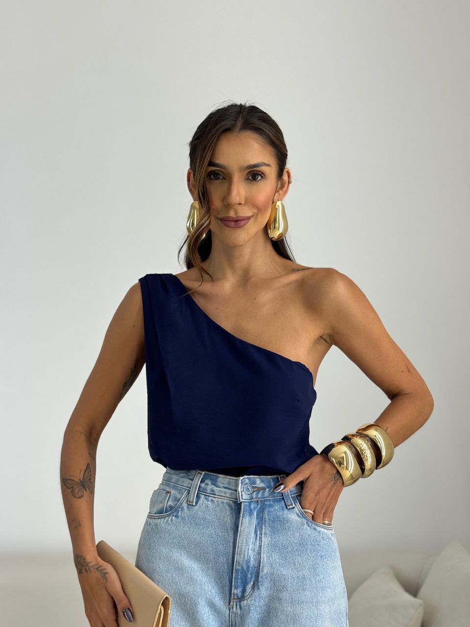 BLUSA NATY NULA MANGA MARINHO