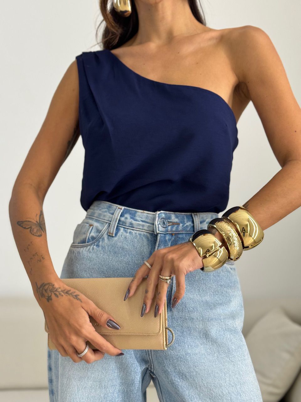 BLUSA NATY NULA MANGA MARINHO