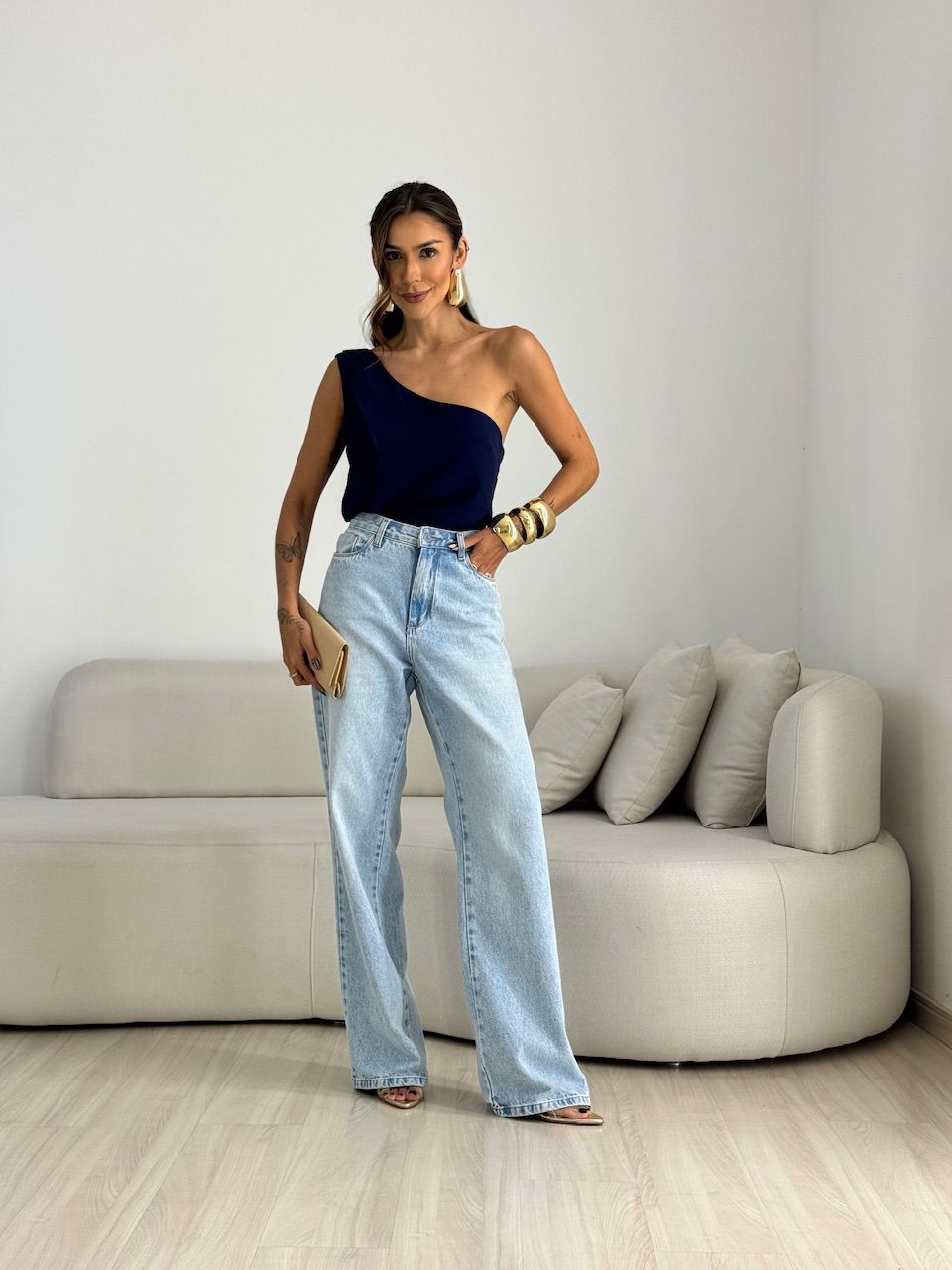 BLUSA NATY NULA MANGA MARINHO