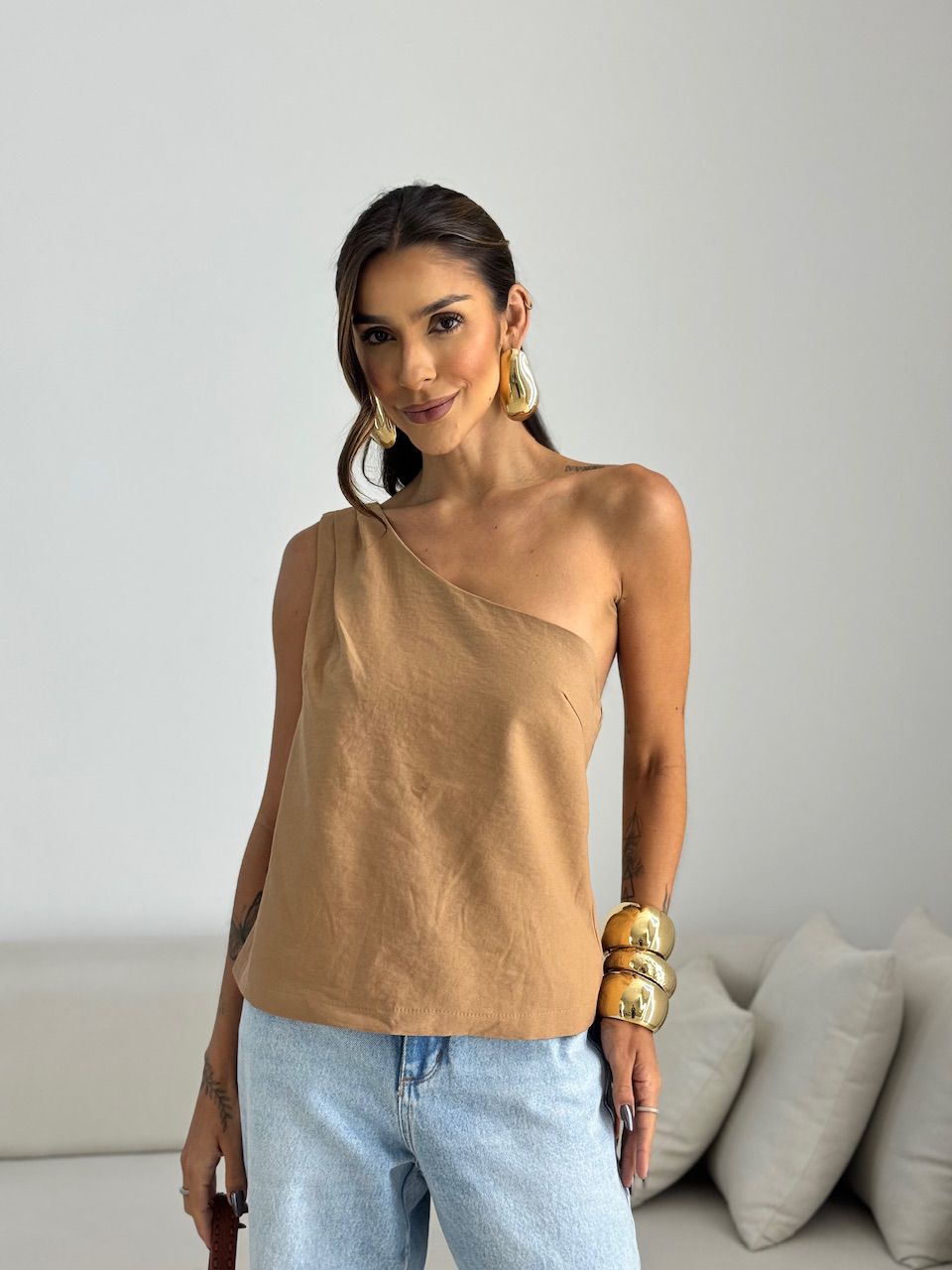 BLUSA NATY NULA MANGA NUDE - 0072320049 - CAROLLA FERRARO