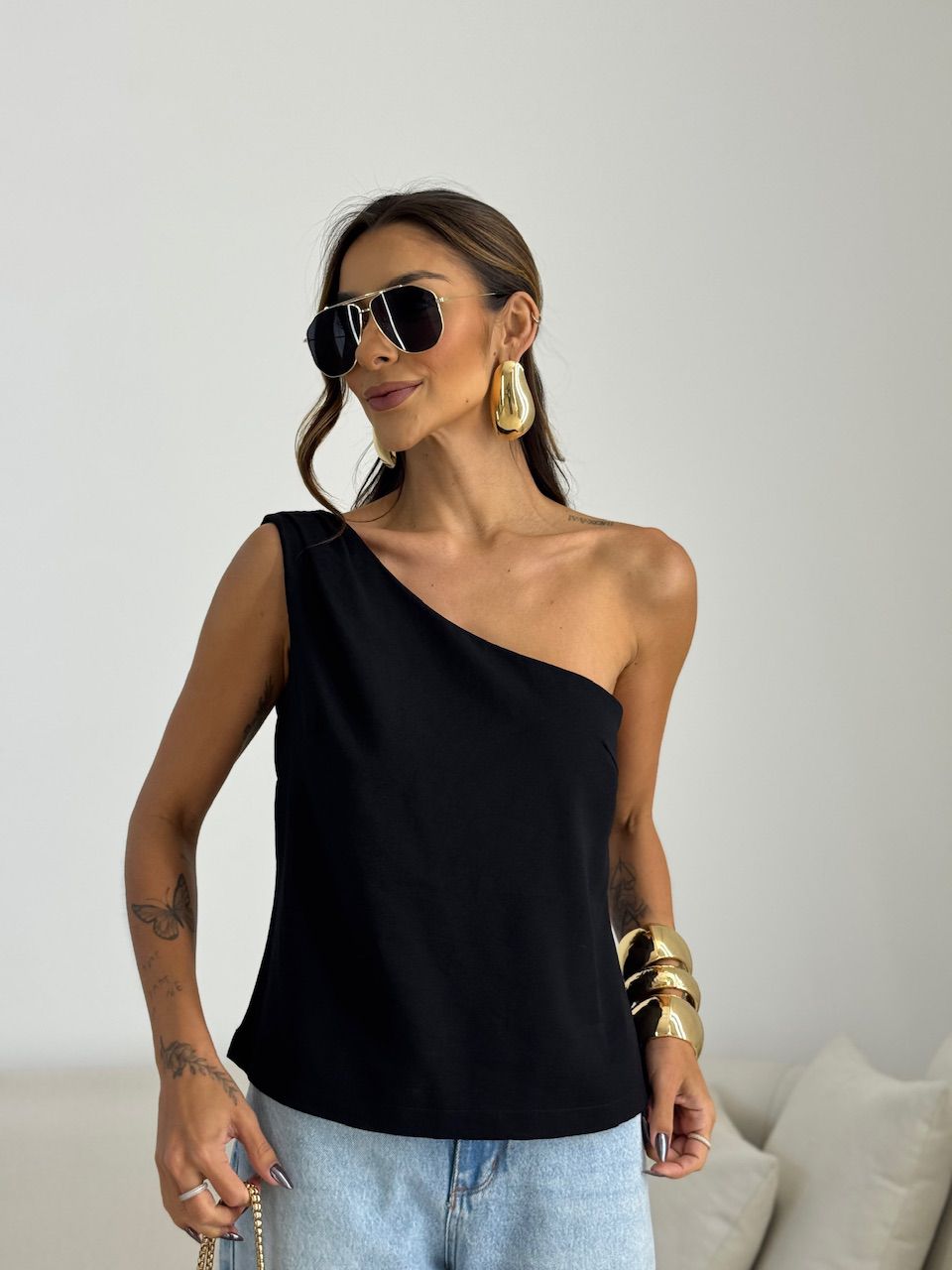 BLUSA NATY NULA MANGA PRETA