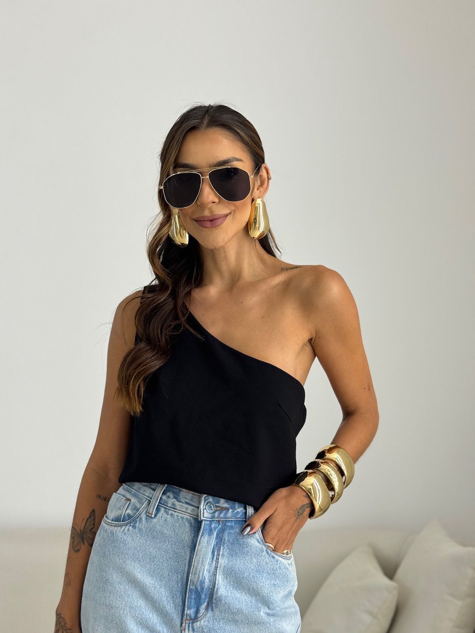 BLUSA NATY NULA MANGA PRETA - 0072320033 - CAROLLA FERRARO