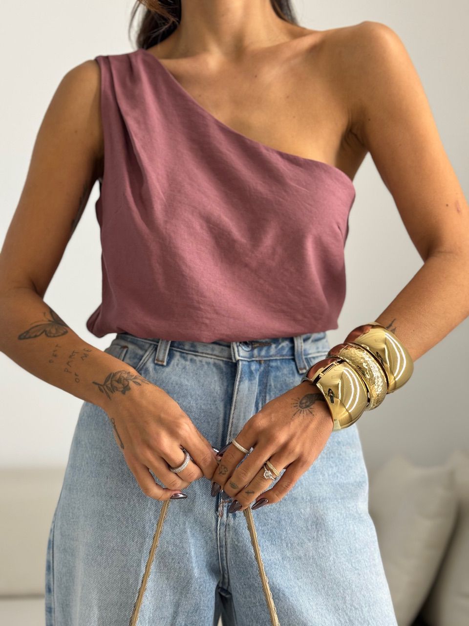 BLUSA NATY NULA MANGA ROSA QUEIMADO