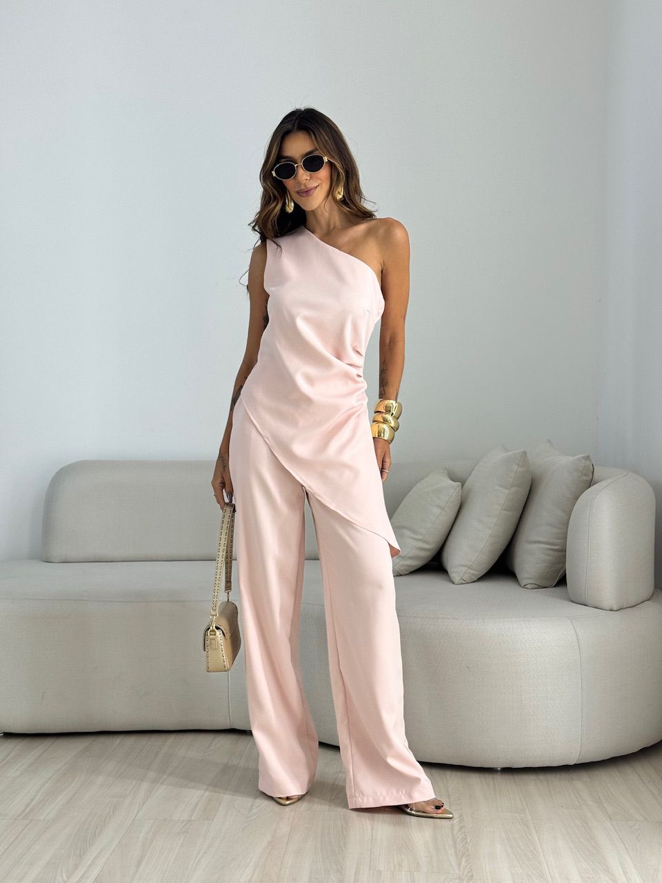 CONJUNTO FATIMA DRAPEADO BABY PINK - 0070080366 - CAROLLA FERRARO