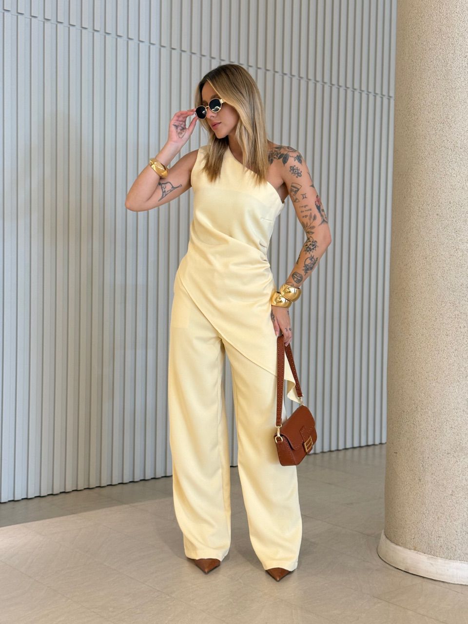 CONJUNTO FATIMA DRAPEADO YELLOW BUTTER