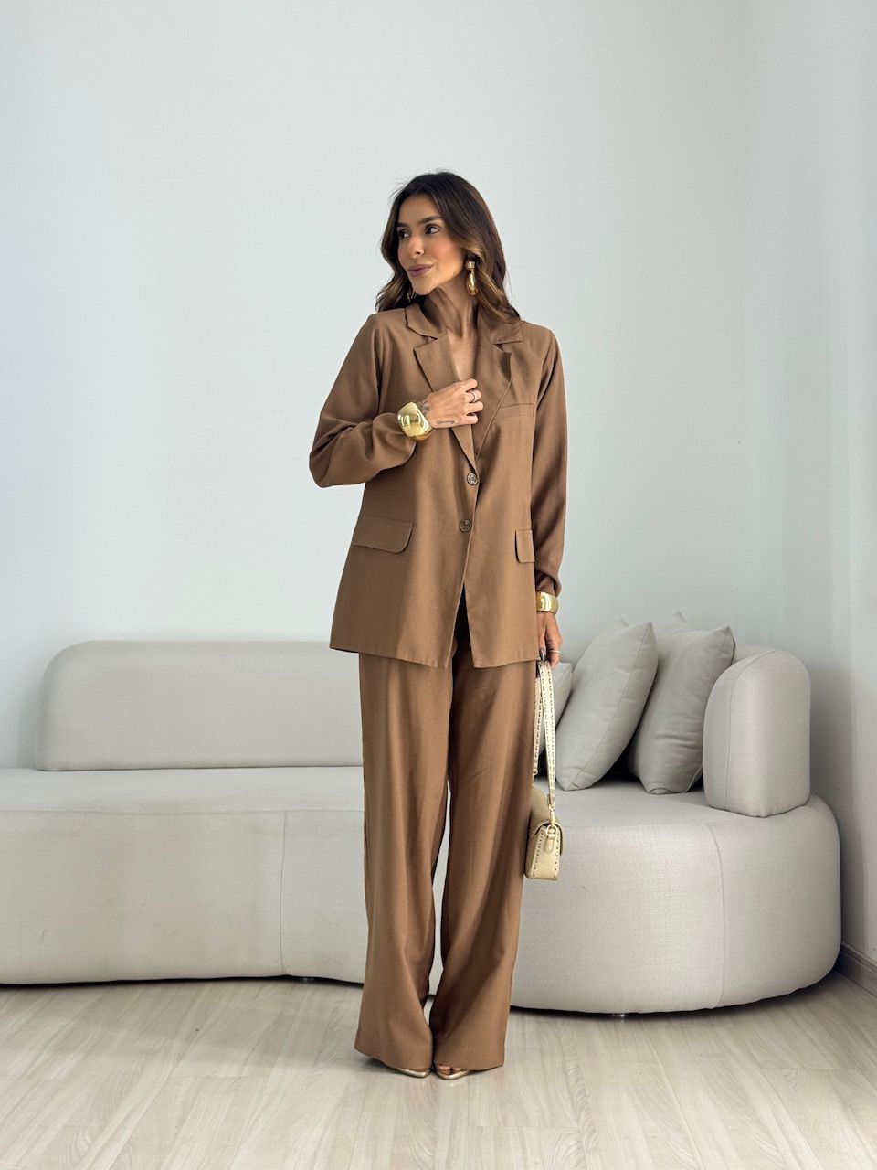 CONJUNTO SIMONE BLAZER CALÇA MARROM