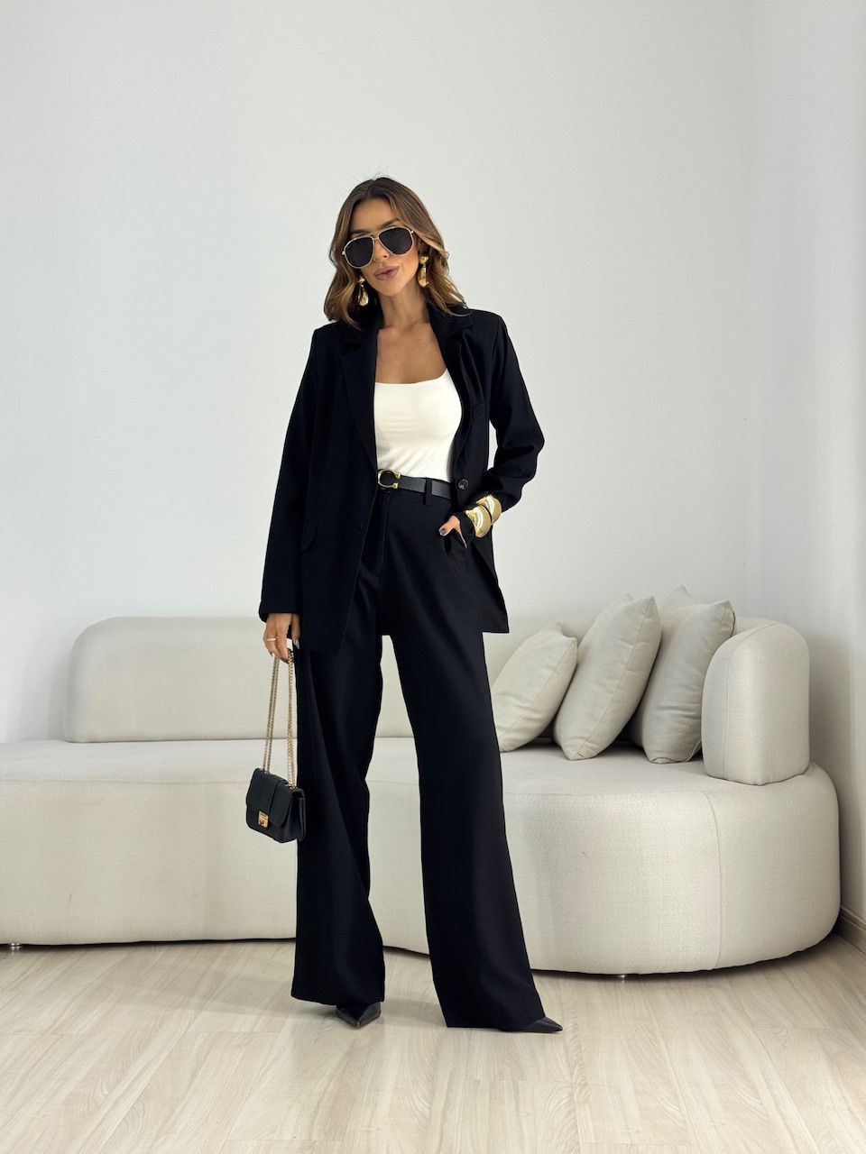 CONJUNTO SIMONE BLAZER CALÇA PRETO - 0072300032 - CAROLLA FERRARO