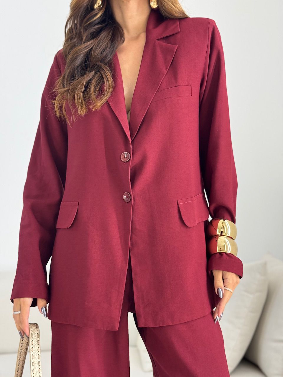 CONJUNTO SIMONE BLAZER CALÇA VINHO