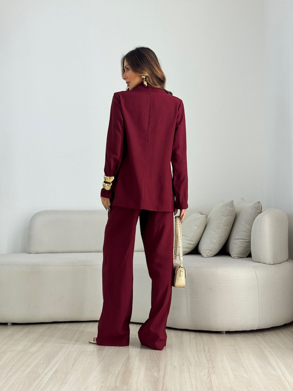 CONJUNTO SIMONE BLAZER CALÇA VINHO