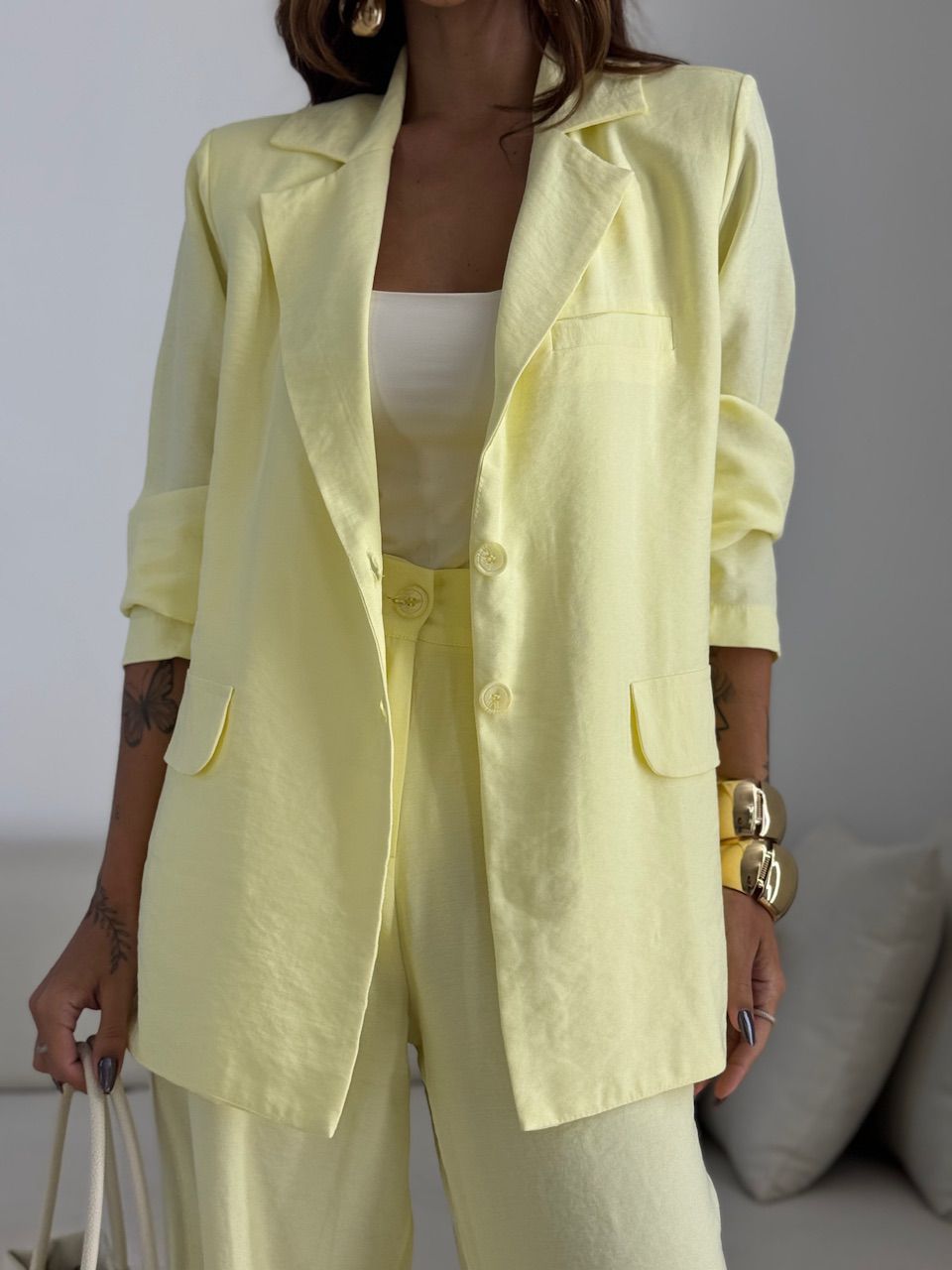 CONJUNTO SIMONE BLAZER CALÇA YELLOW BUTTER