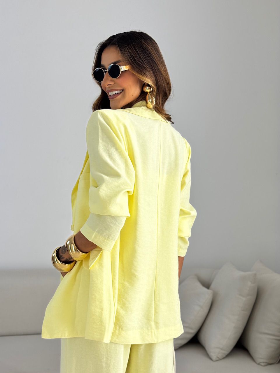 CONJUNTO SIMONE BLAZER CALÇA YELLOW BUTTER