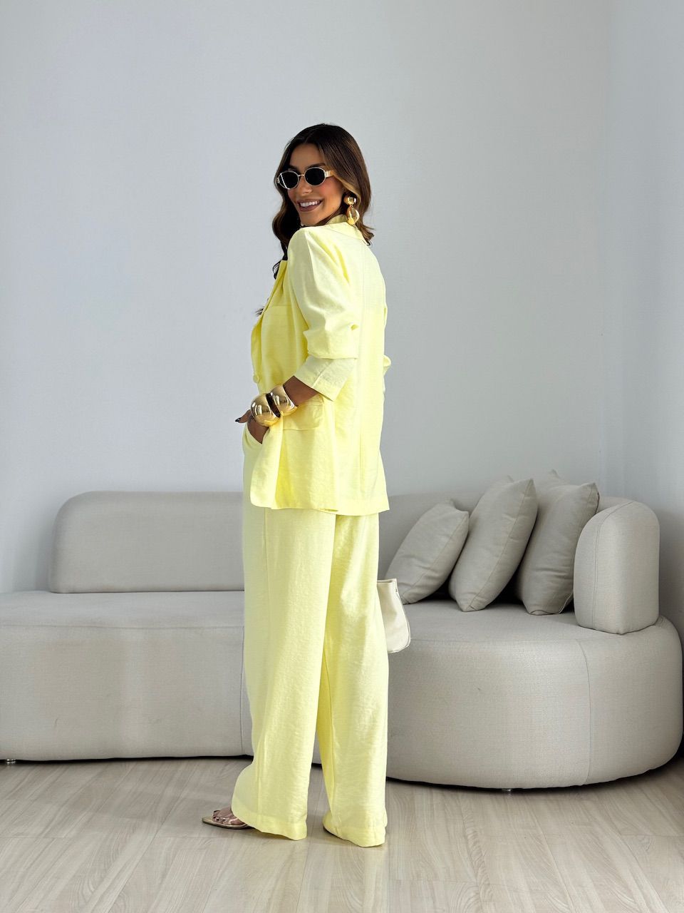 CONJUNTO SIMONE BLAZER CALÇA YELLOW BUTTER