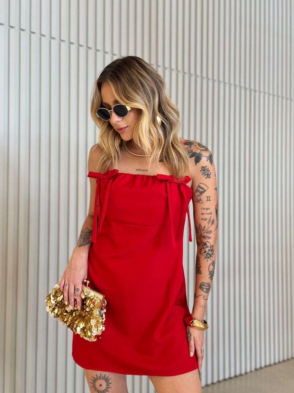 VESTIDO PATRICIA CURTO LACINHO VERMELHO