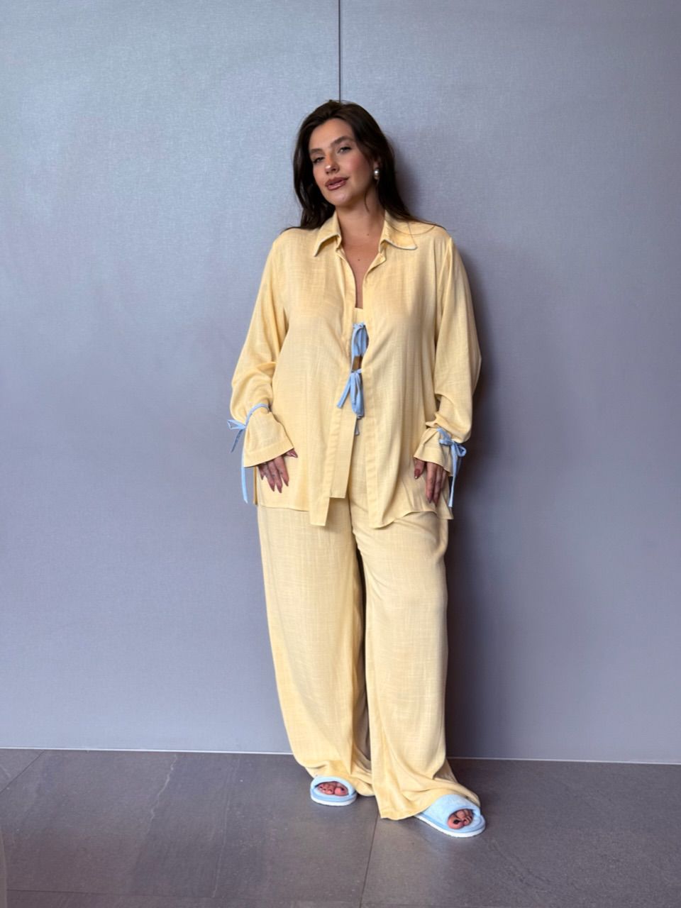 PIJAMA JANAINA CF CALÇA AMARELO