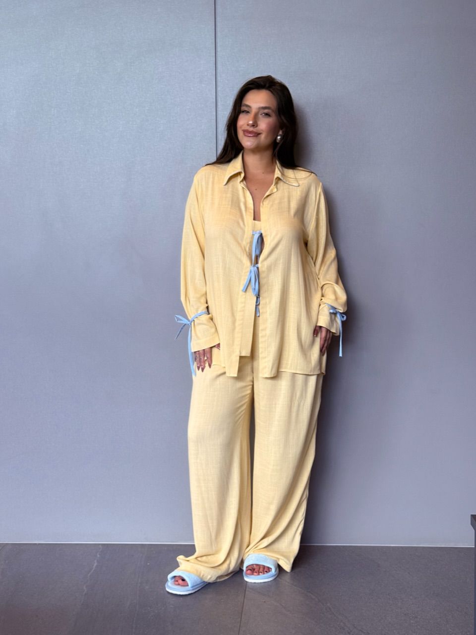 PIJAMA JANAINA CF CALÇA AMARELO