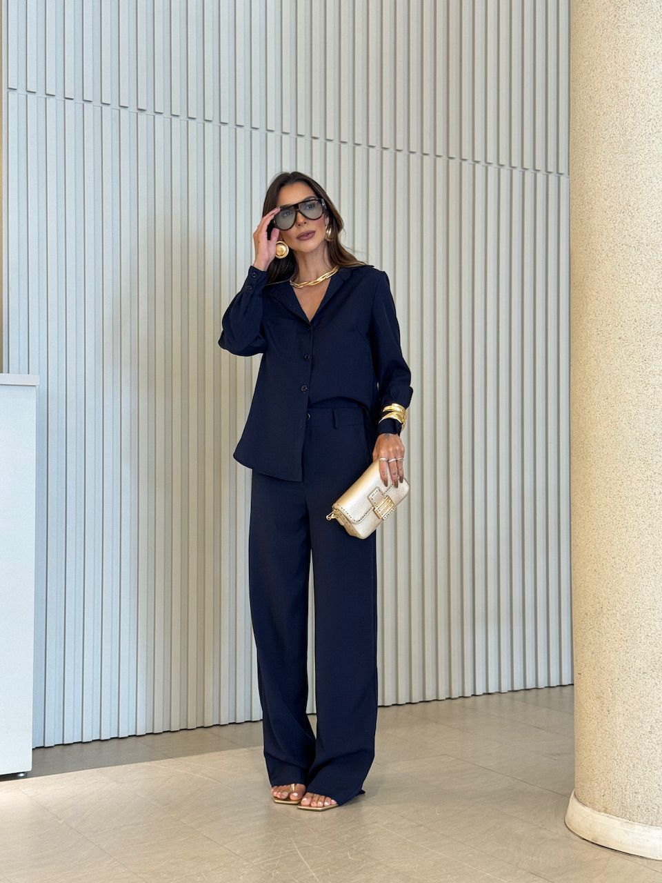 CONJUNTO ISIS CAMISA CALÇA MARINHO