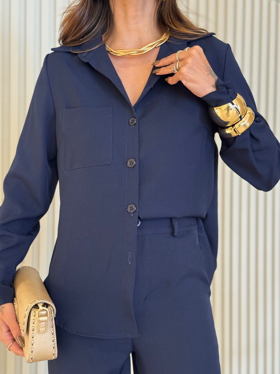 CONJUNTO ISIS CAMISA CALÇA MARINHO