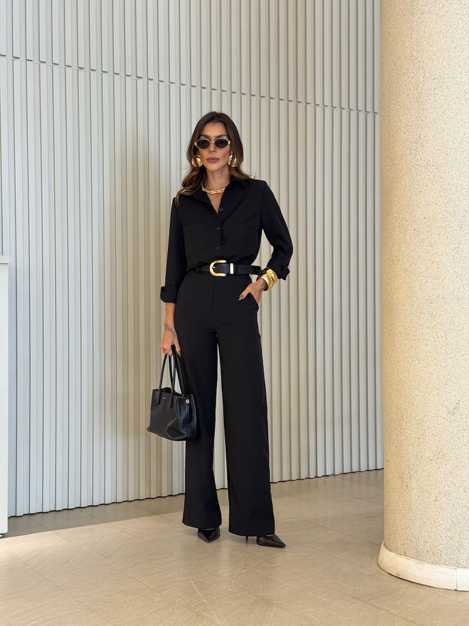 CONJUNTO ISIS CAMISA CALÇA PRETO - 0075130032 - CAROLLA FERRARO