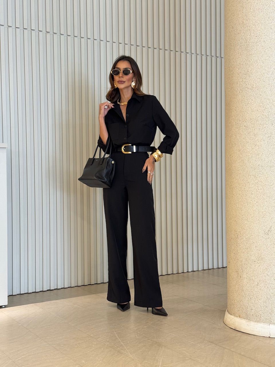 CONJUNTO ISIS CAMISA CALÇA PRETO