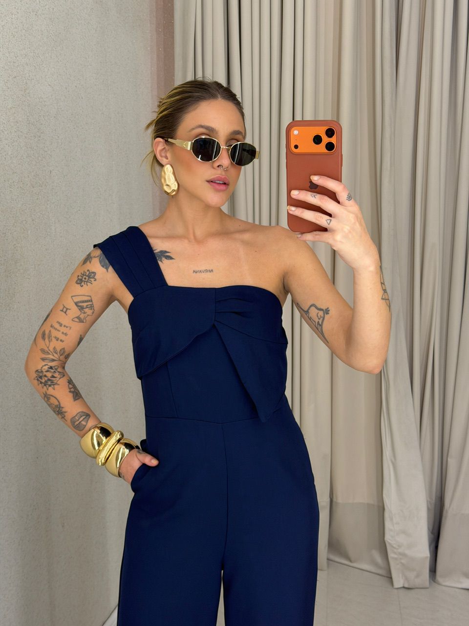 MACACÃO MELISSA NULA MANGA MARINHO