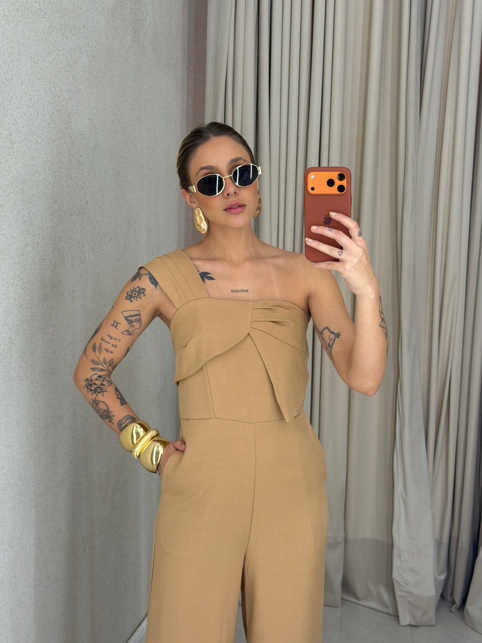 MACACÃO MELISSA NULA MANGA NUDE