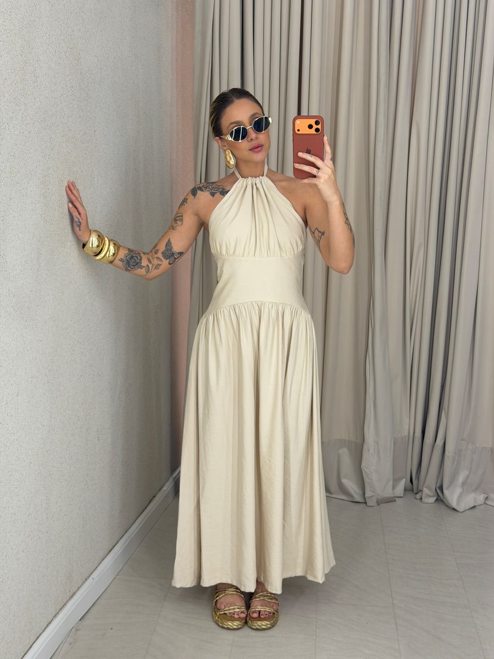 VESTIDO TALITA FLUIDO AREIA