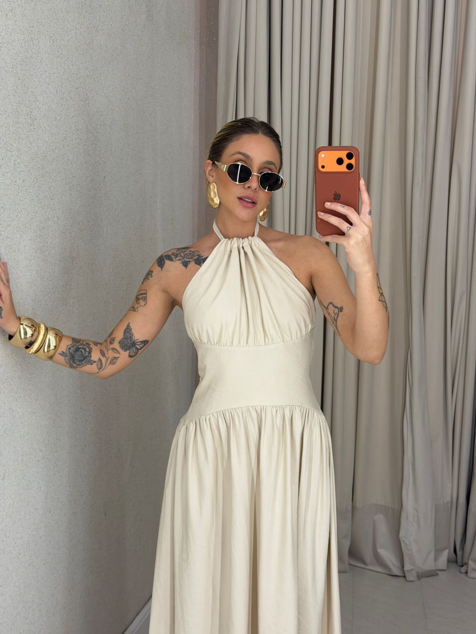 VESTIDO TALITA FLUIDO AREIA