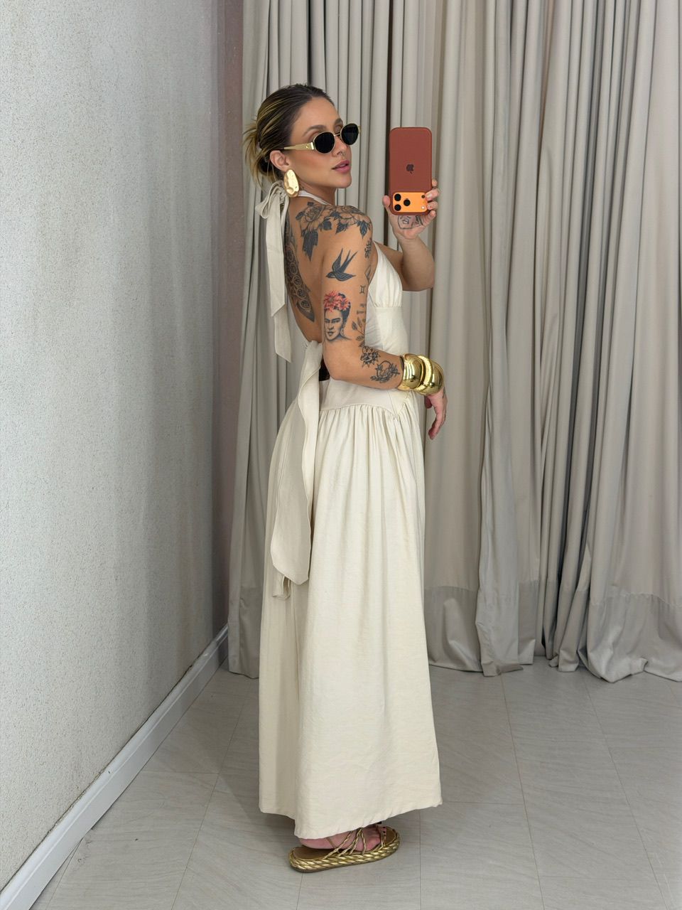 VESTIDO TALITA FLUIDO AREIA