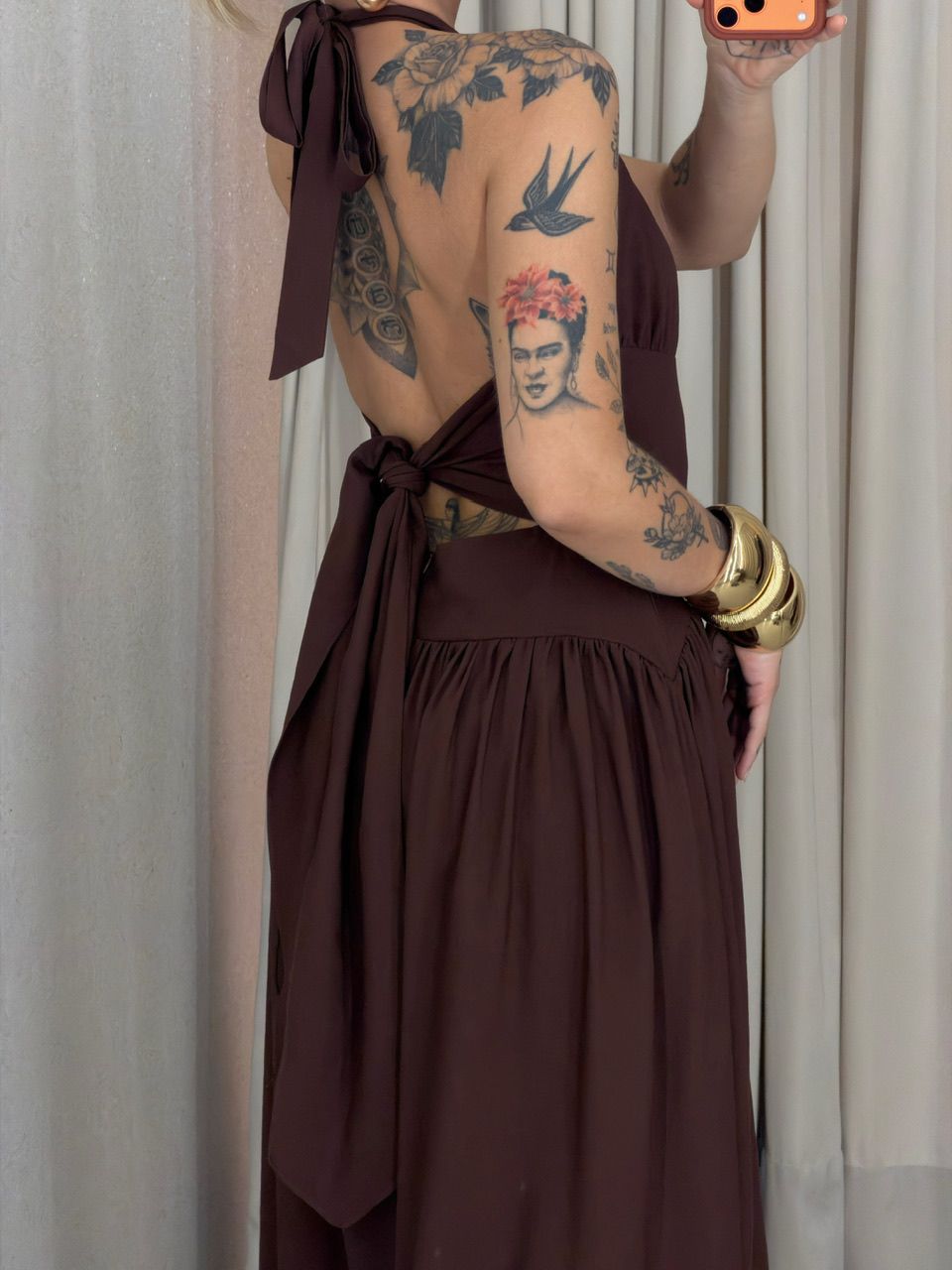 VESTIDO TALITA FLUIDO MARROM