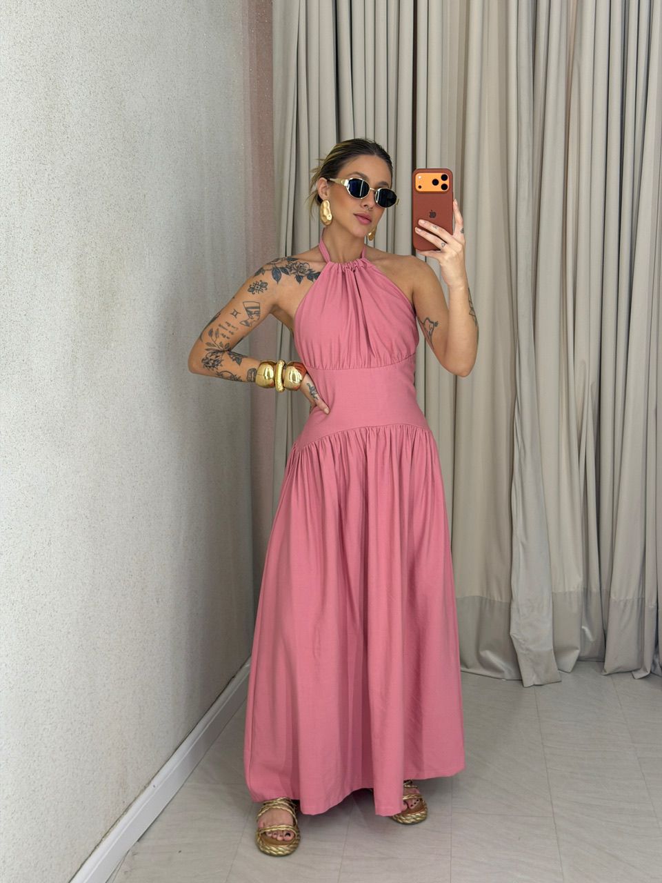 VESTIDO TALITA FLUIDO ROSA - 0075120031 - CAROLLA FERRARO