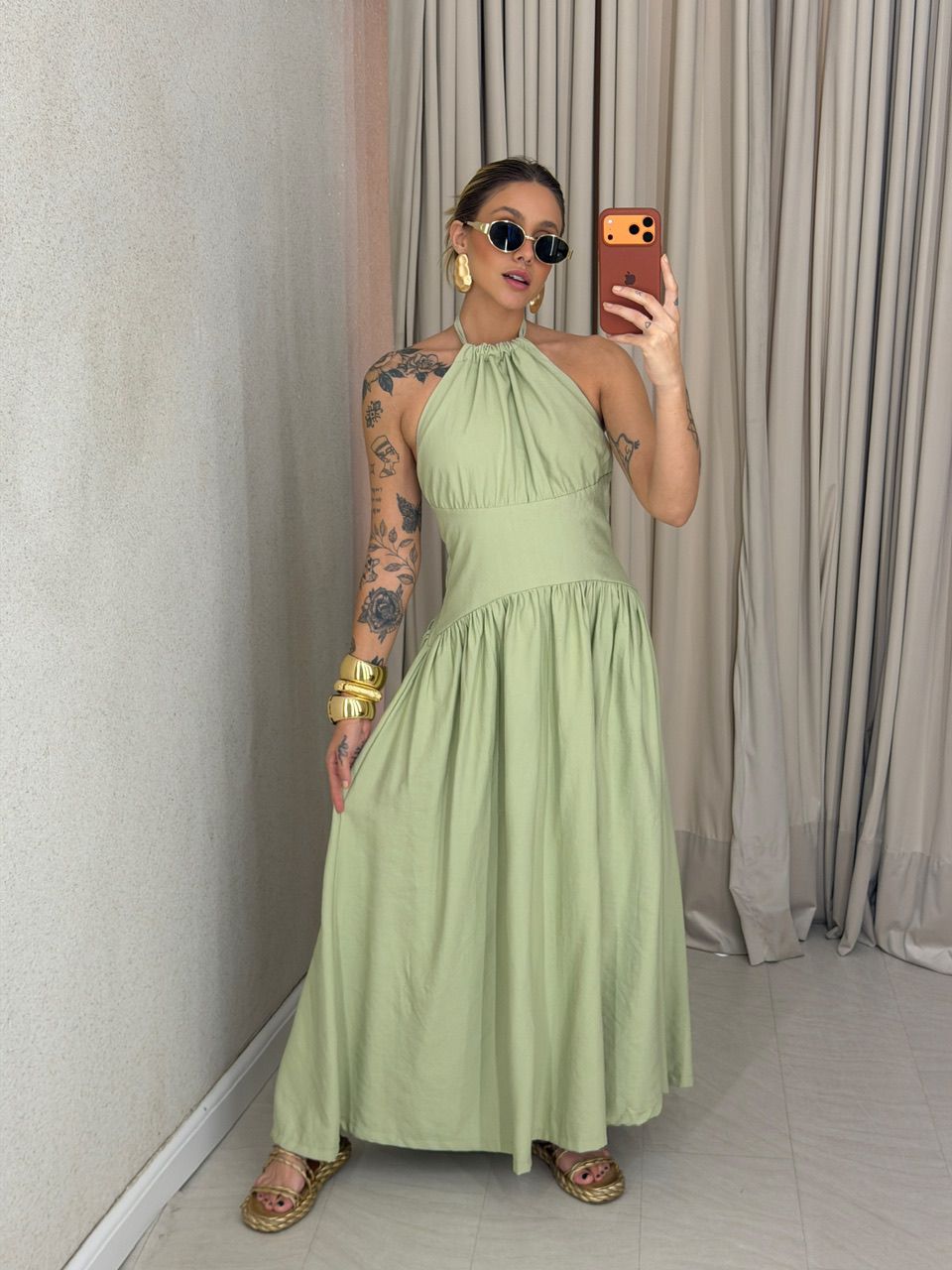 VESTIDO TALITA FLUIDO VERDE - 0075120014 - CAROLLA FERRARO
