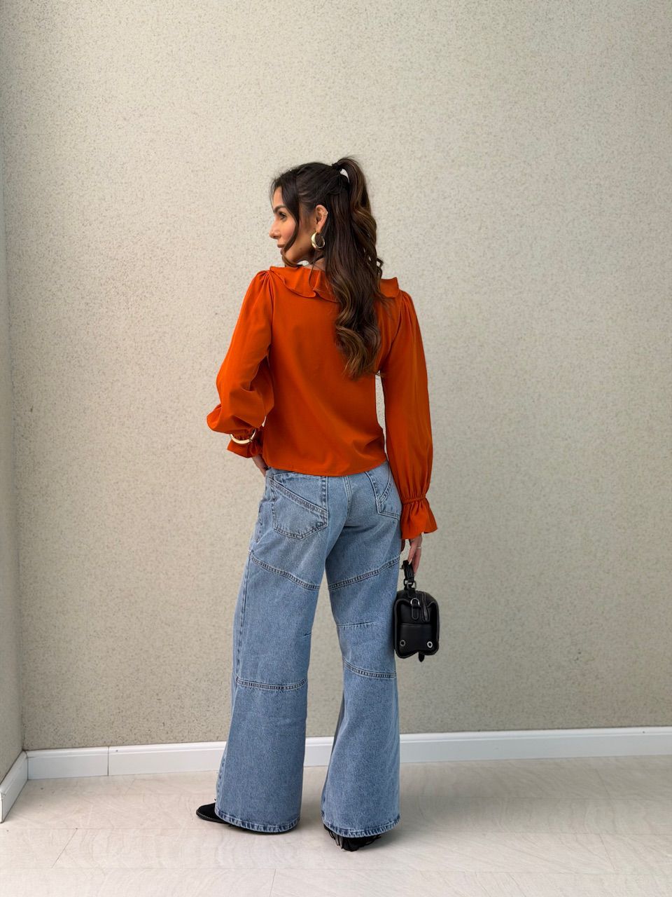 BLUSA ANA CLARA BABADO LARANJA