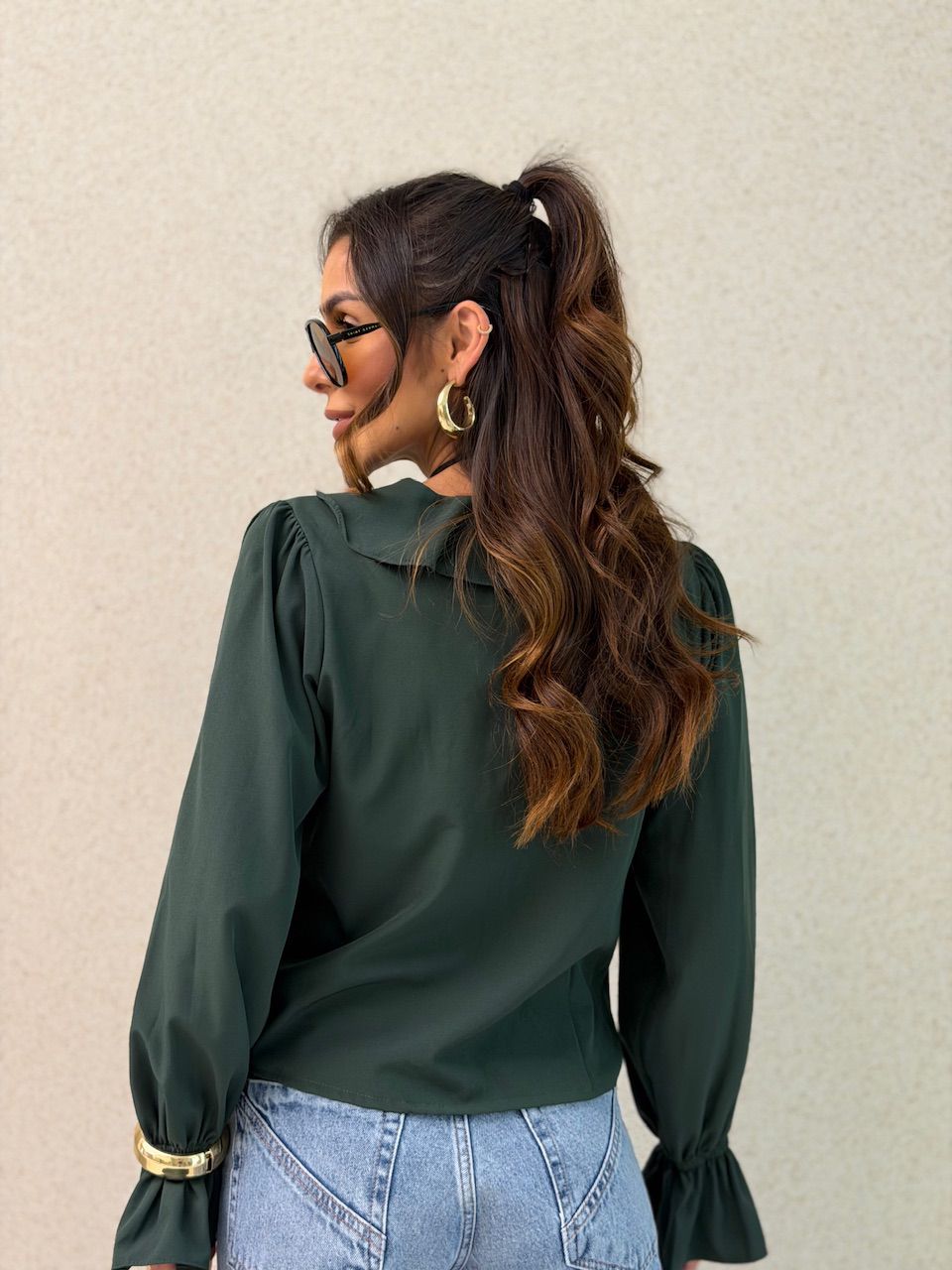 BLUSA ANA CLARA BABADO VERDE