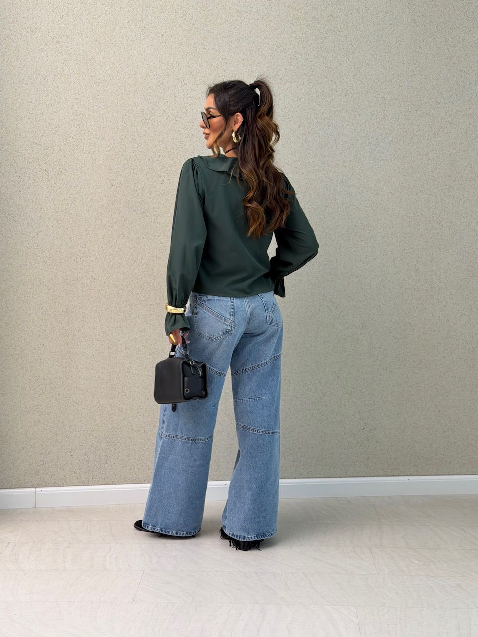 BLUSA ANA CLARA BABADO VERDE