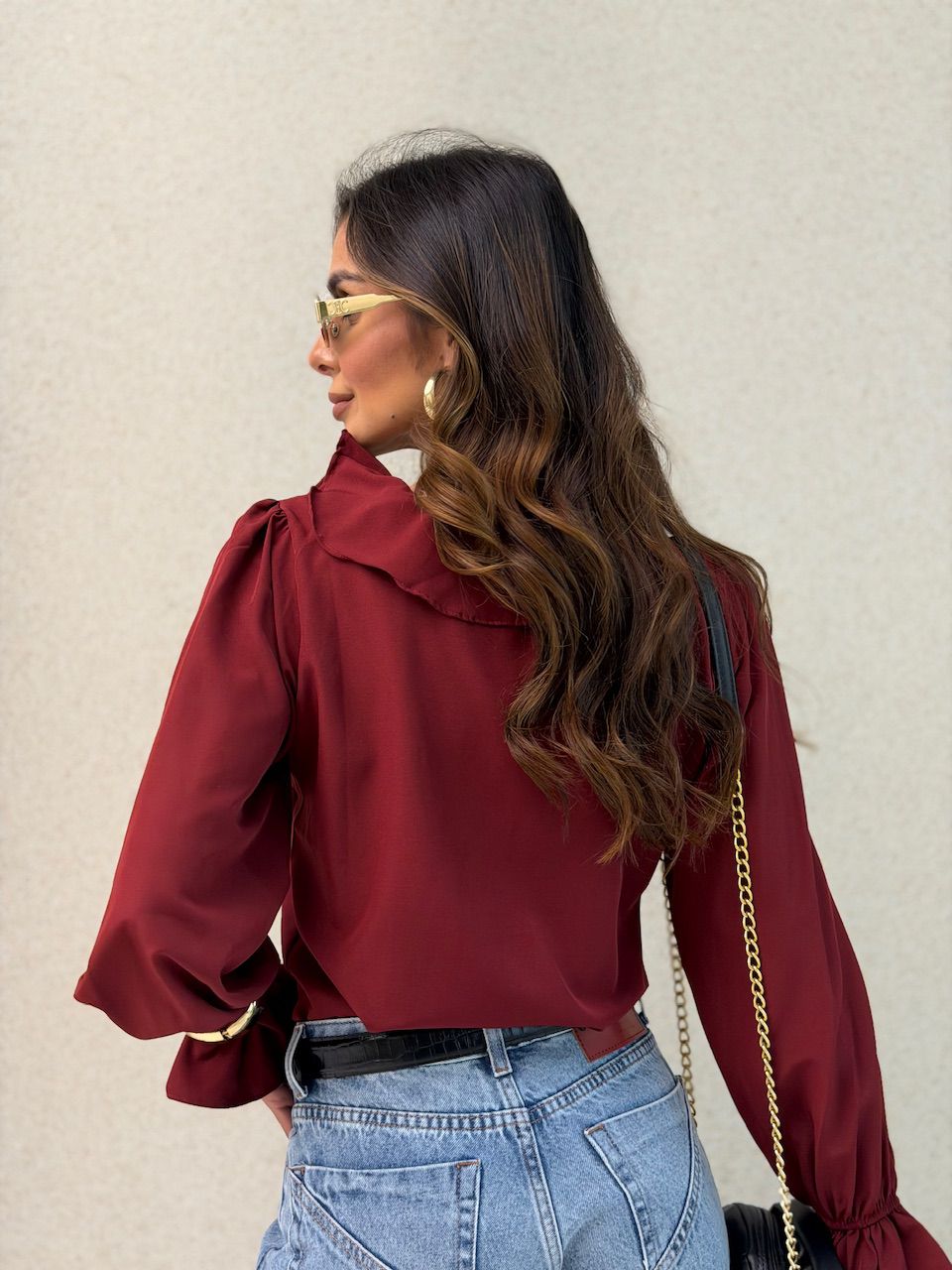 BLUSA ANA CLARA BABADO VINHO