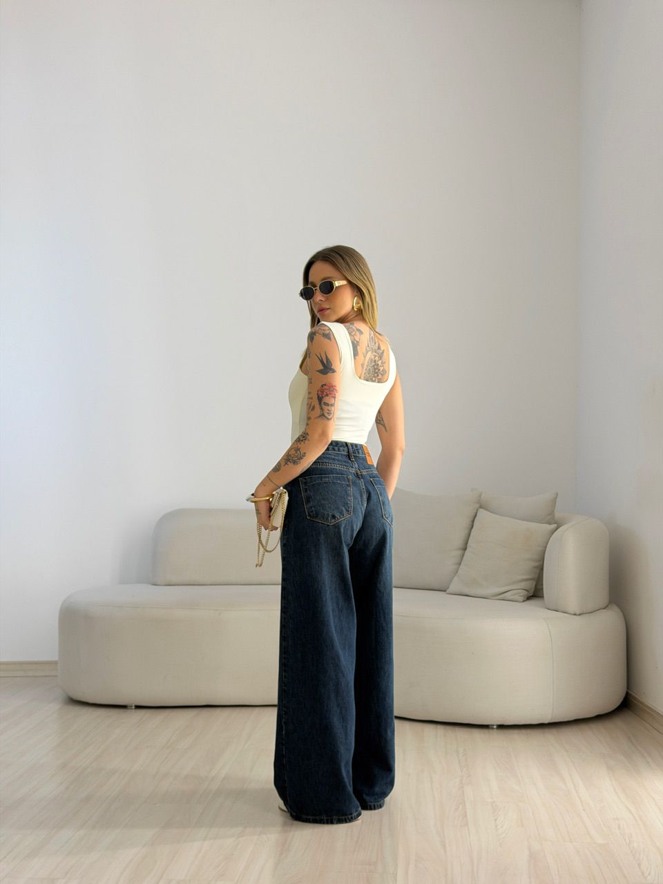 CALÇA MILENY WIDE JEANS ESCURO