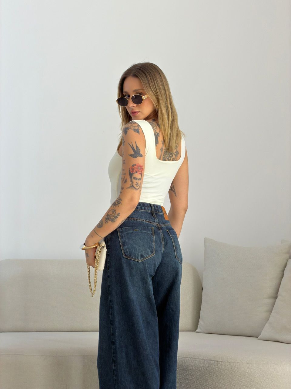 CALÇA MILENY WIDE JEANS ESCURO
