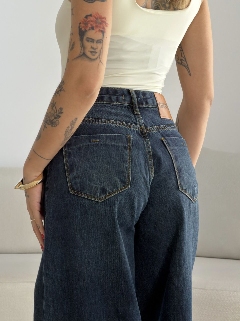 CALÇA MILENY WIDE JEANS ESCURO