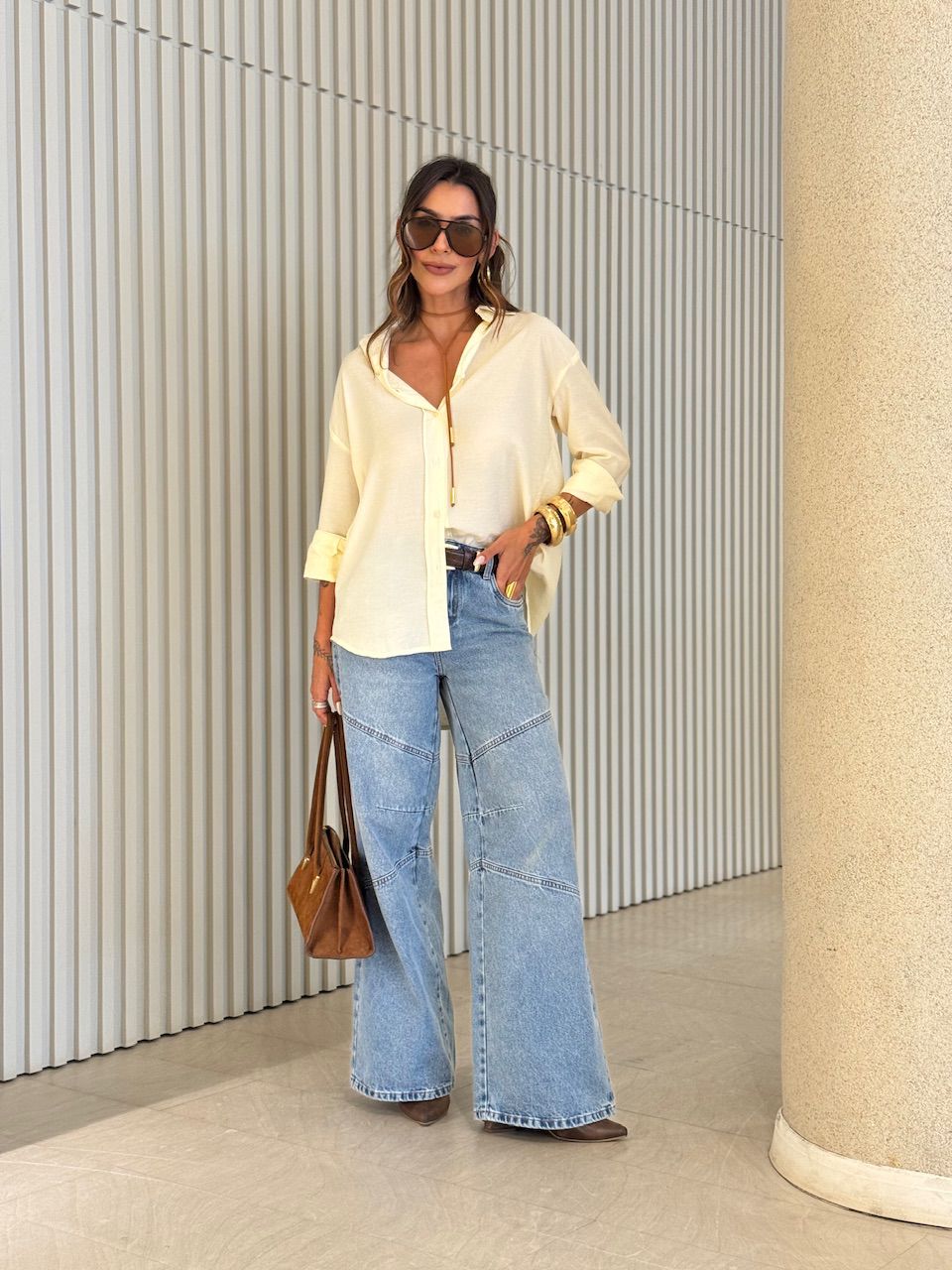 CAMISA FERNANDA OVER AMARELA