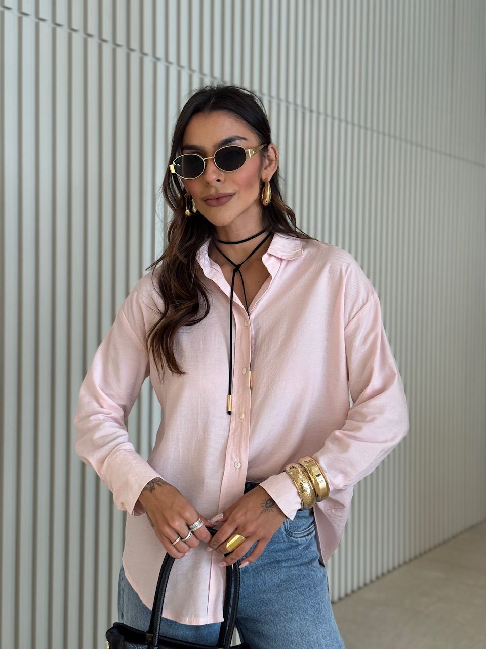 CAMISA FERNANDA OVER ROSA - 0069970031 - CAROLLA FERRARO