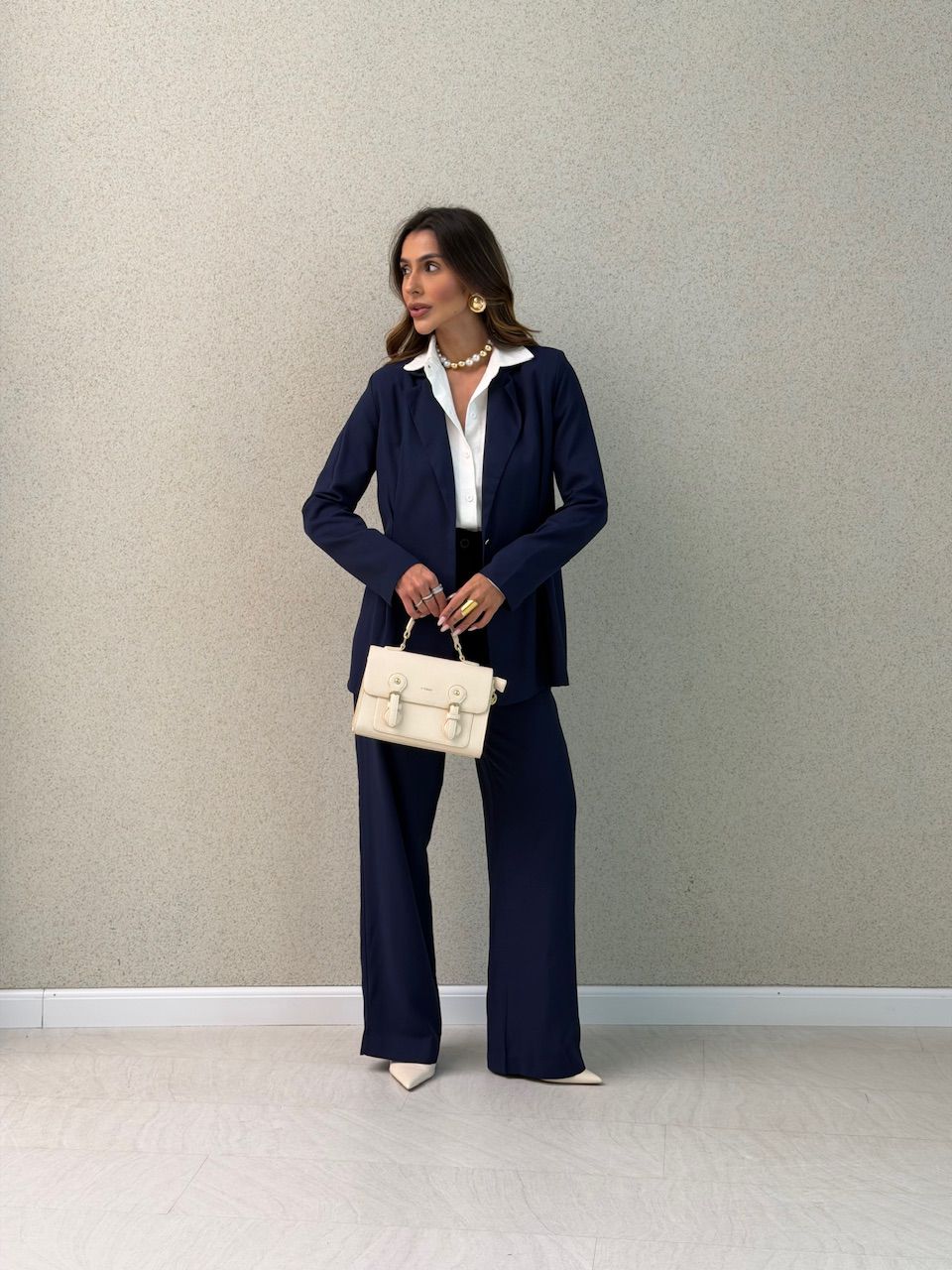 CONJUNTO VIVIAN BLAZER MARINHO - 0076470055 - CAROLLA FERRARO
