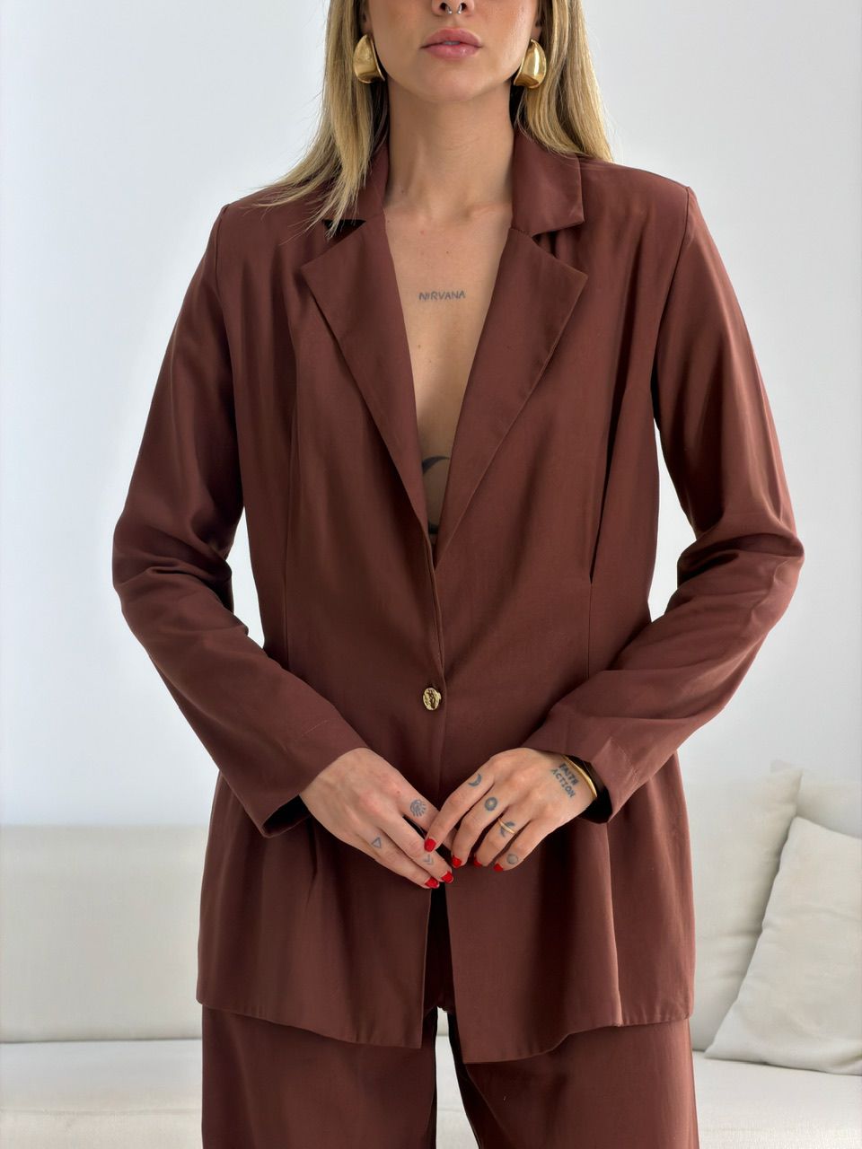 CONJUNTO VIVIAN BLAZER MARROM