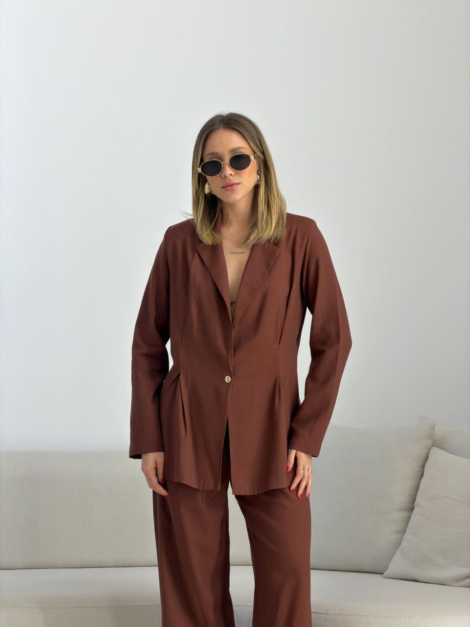 CONJUNTO VIVIAN BLAZER MARROM