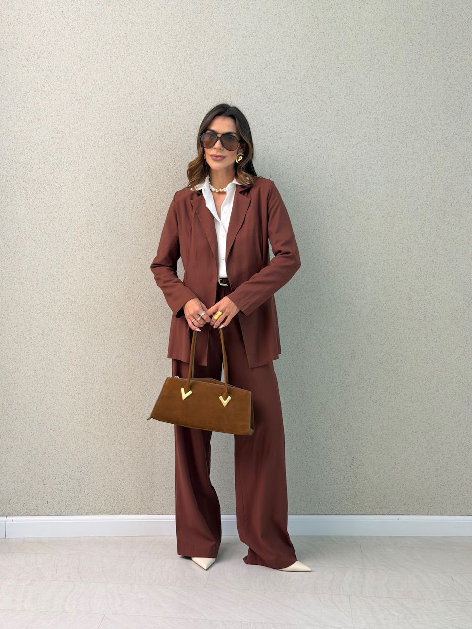 CONJUNTO VIVIAN BLAZER MARROM