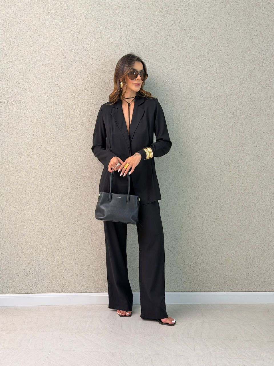 CONJUNTO VIVIAN BLAZER PRETO - 0076470032 - CAROLLA FERRARO