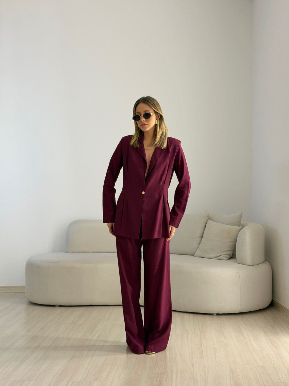 CONJUNTO VIVIAN BLAZER VINHO